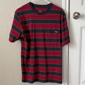 Burgundy and Black Striped Men's Tee